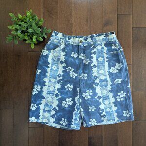 FLORAL PRINT VINTAGE HIGH WAIST JEAN SHORTS